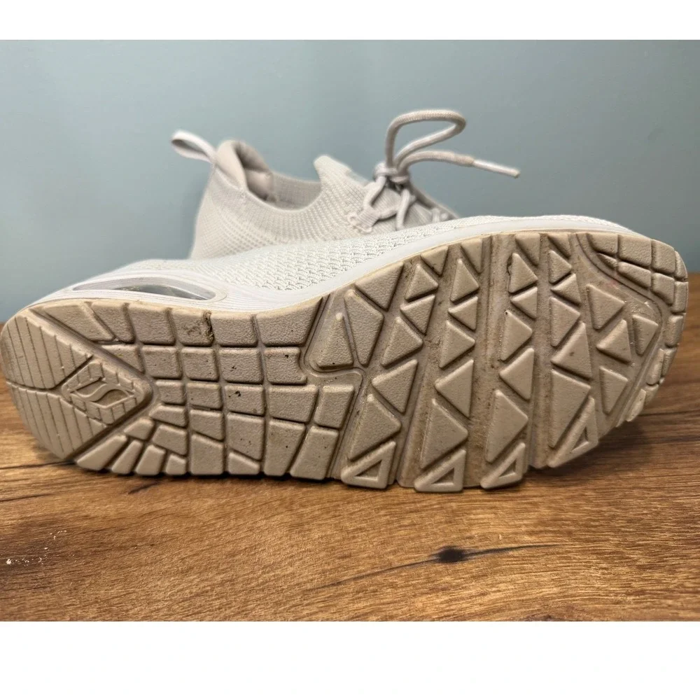 Skechers Street Uno Stretch Fit Grey Knit Sneakers 177102 Womens 7.5‎